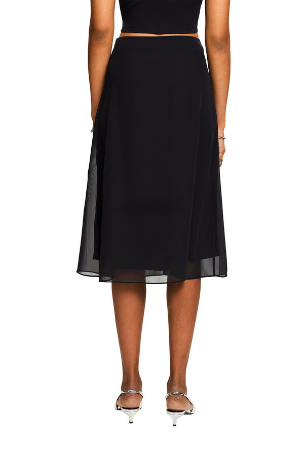 Esprit Falda monocolor midi evas&eacute; drapeada Negro