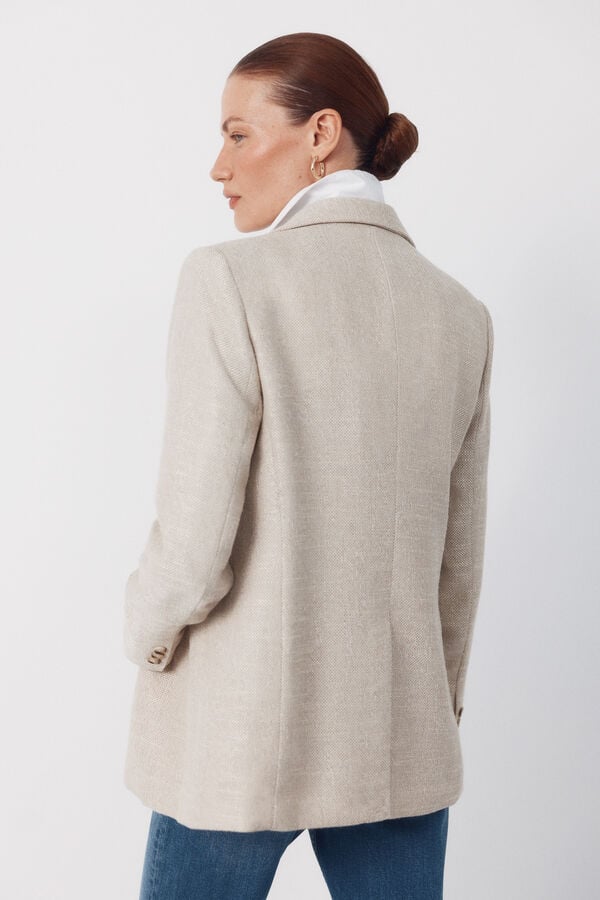 Cortefiel Blazer de tecido texturizada Castanho