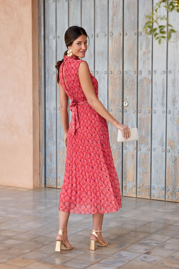 Pol&iacute;n Et Moi Vestido floral Pertina Laranja