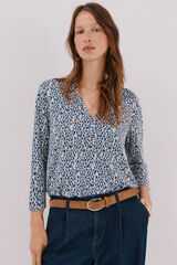Cortefiel Top b&aacute;sico cuello mao Estampado blanco