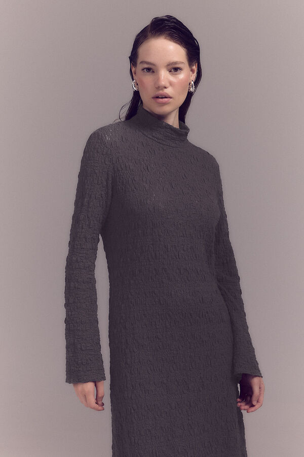 Slowlove Vestido punto estructura Gris