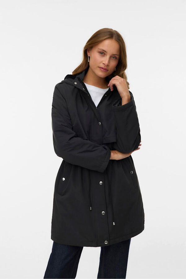 Vero Moda Parka con botones plateados Negro