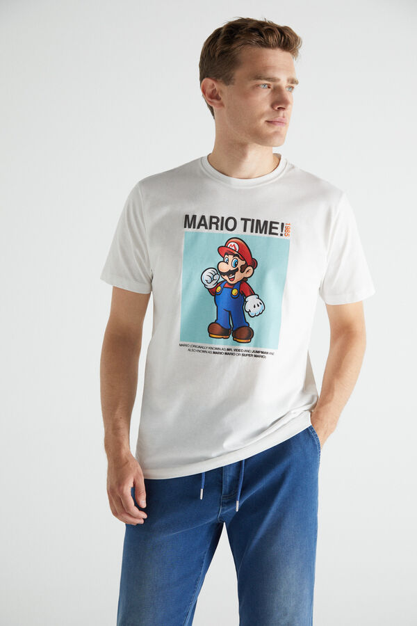 Cortefiel T-shirt super mario Ecru