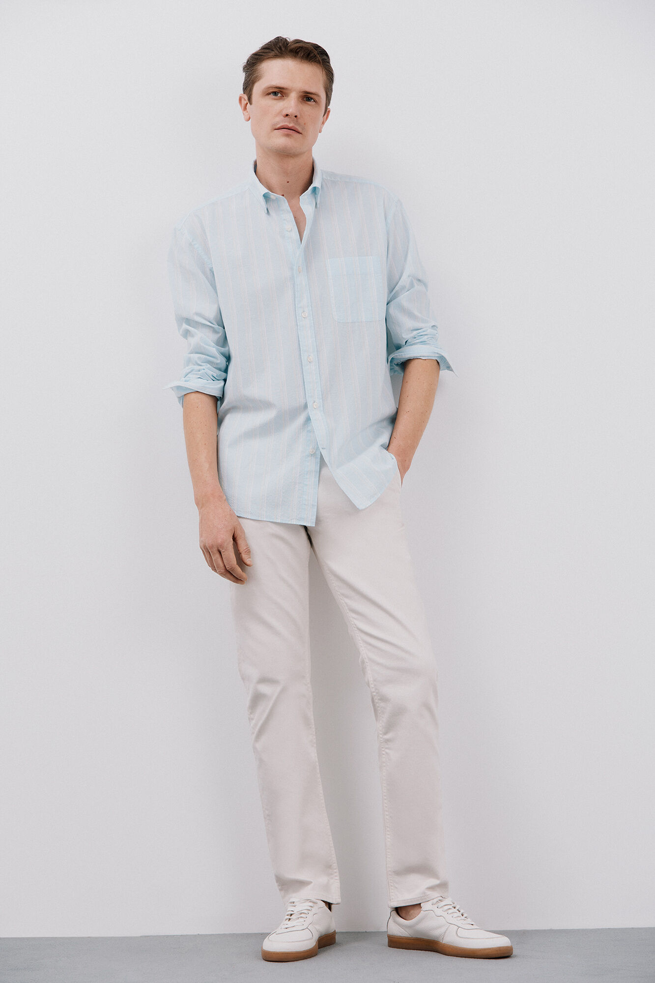 Cortefiel Camisa seersucker rayas