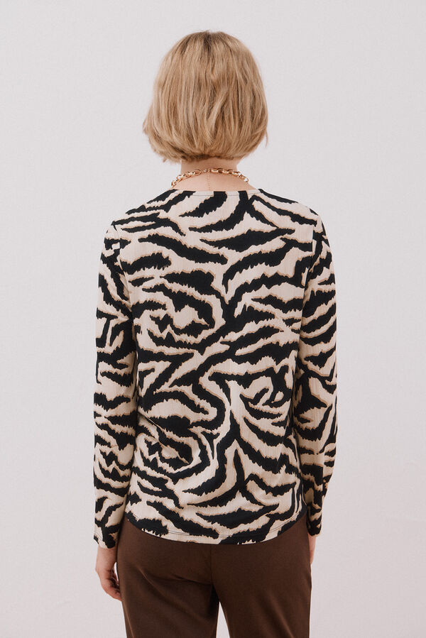 Cortefiel Top fluido pliegue Estampado blanco