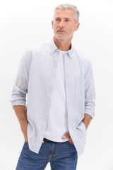 Cortefiel Camisa flamé rayas Azul