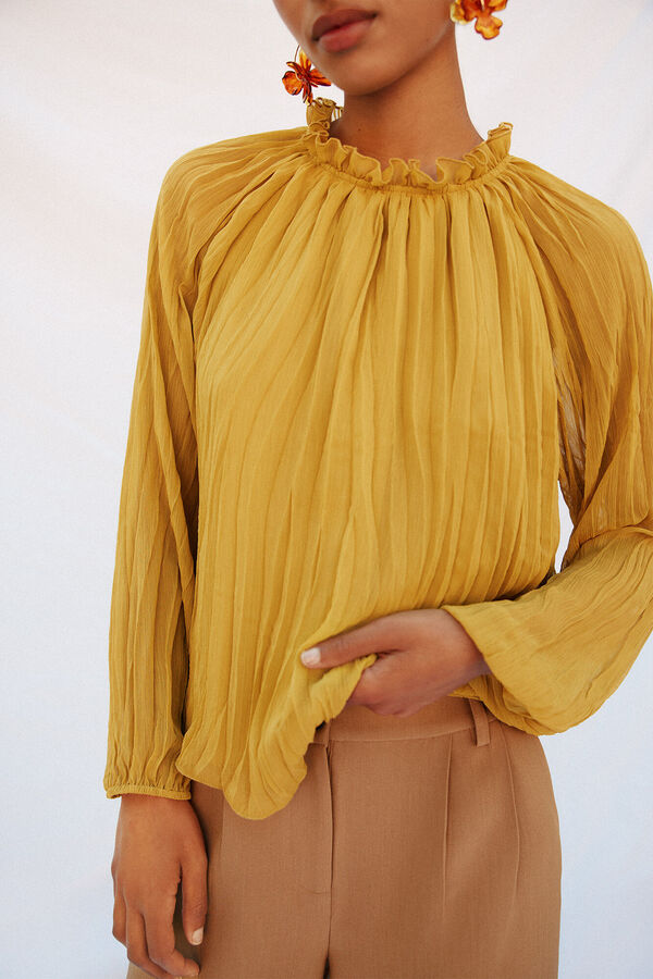 Cortefiel Blusa frunces fluida Amarillo