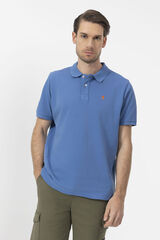 elPulpo Polo lavada com bordado contrastante Azul