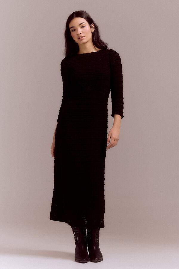 Slowlove Vestido punto estructura Negro