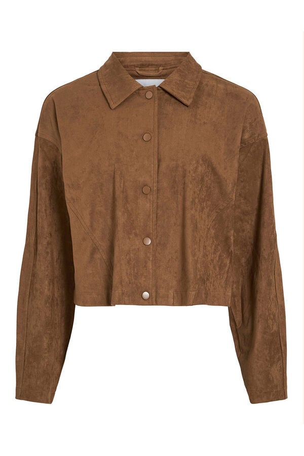 Vila Chaqueta antelina abotonada Marr&oacute;n