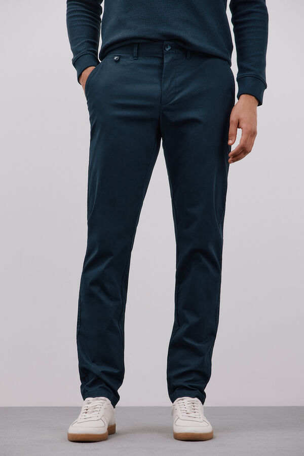 Cortefiel Calça calças chino slim fit com estampa Azul