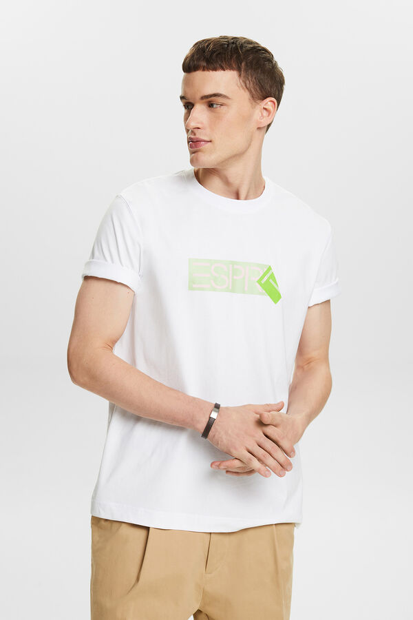 Esprit T-shirt b&aacute;sica algod&atilde;o com logo Branco
