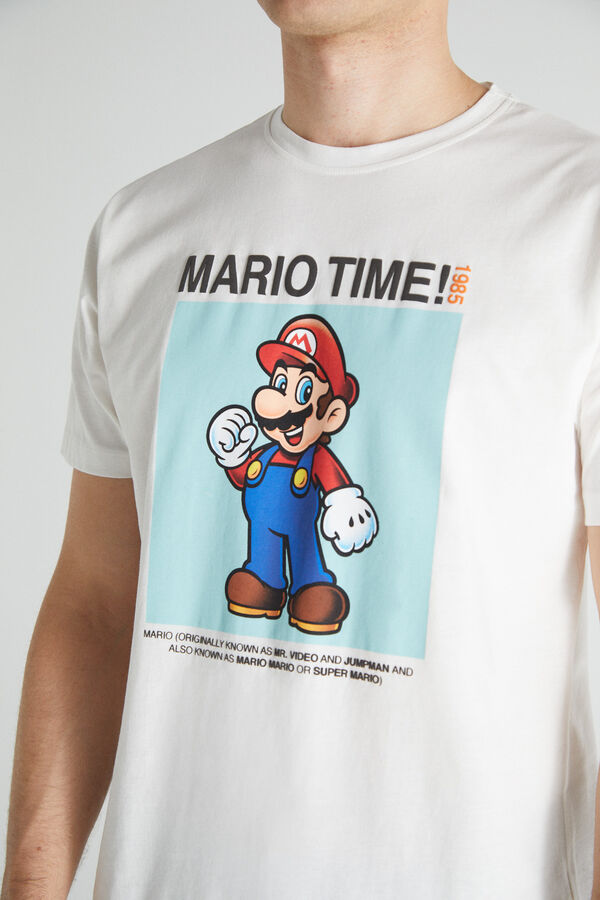 Cortefiel T-shirt super mario Ecru