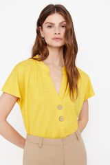 Cortefiel Blusa manga ca&iacute;da Amarillo