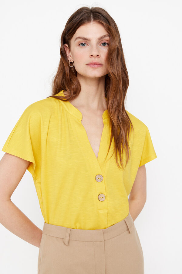 Cortefiel Blusa manga ca&iacute;da Amarillo