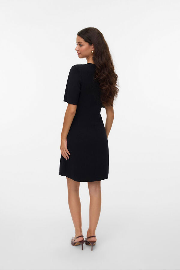 Vero Moda Vestido curto de malha com bot&otilde;es dourados Preto
