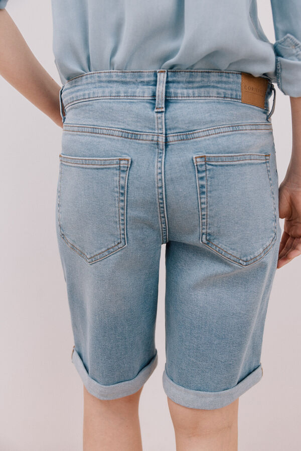 Cortefiel Bermuda vaquera b&aacute;sica Azul