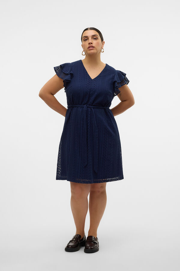 Vero Moda Curve Vestido curto de de renda plus size Azul