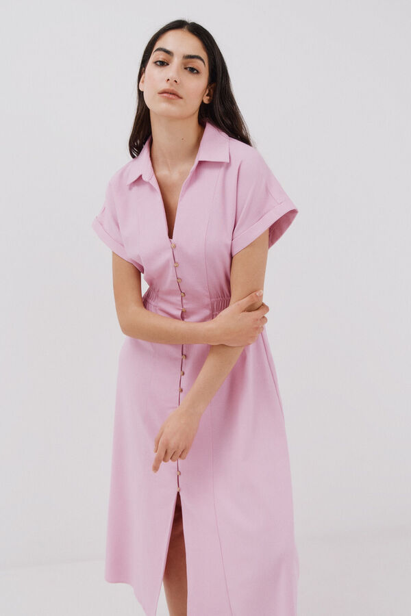 Cortefiel Vestido camisero midi Lila