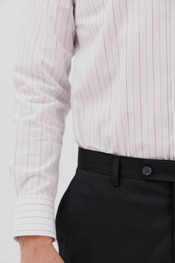 Cortefiel Camisa vestir rayas algod&oacute;n tencel Blanco