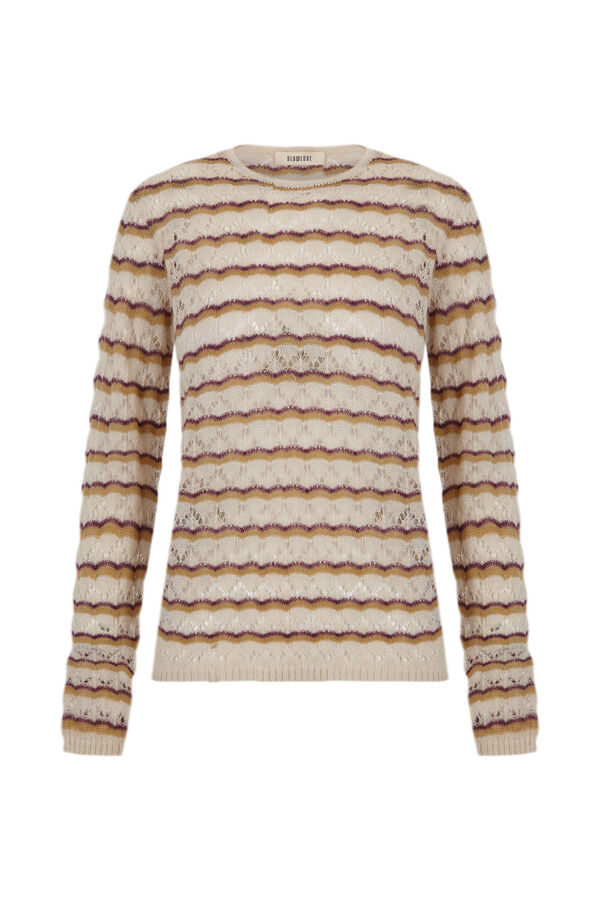 Slowlove Jersey calado rayas Beige