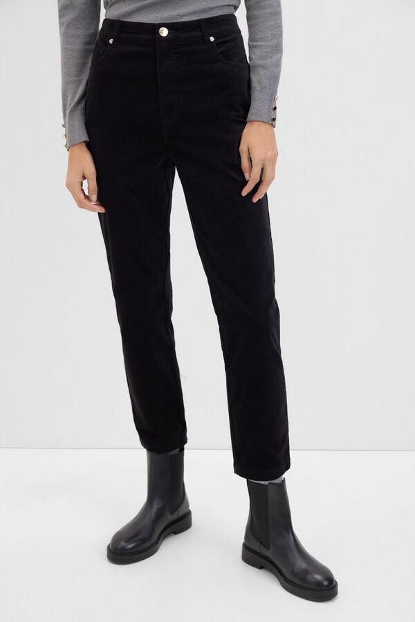 Cortefiel Cal&ccedil;as de veludo sensacionais  Preto