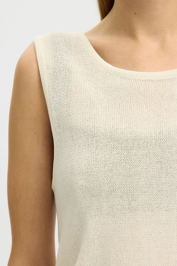 Selected Top de punto sin mangas Beige