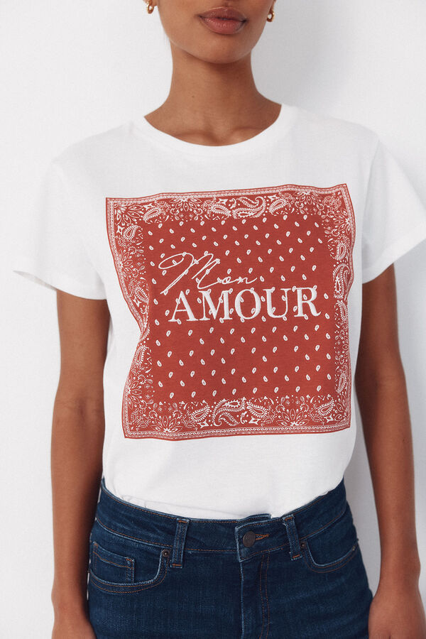 Cortefiel Camiseta estampado posicional Rojo