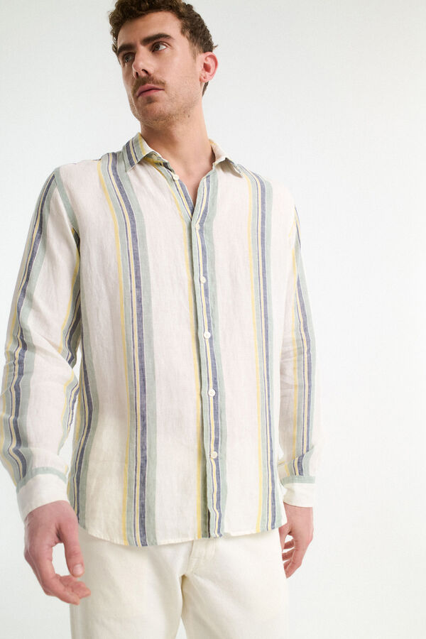 Selected Camisa de manga larga 100% lino Blanco
