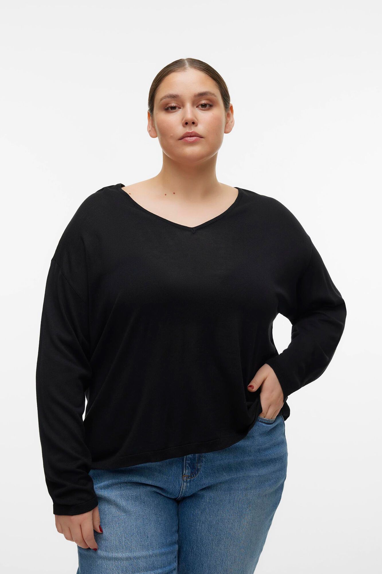 Vero Moda Curve Jersey de manga larga y cuello pico Curve