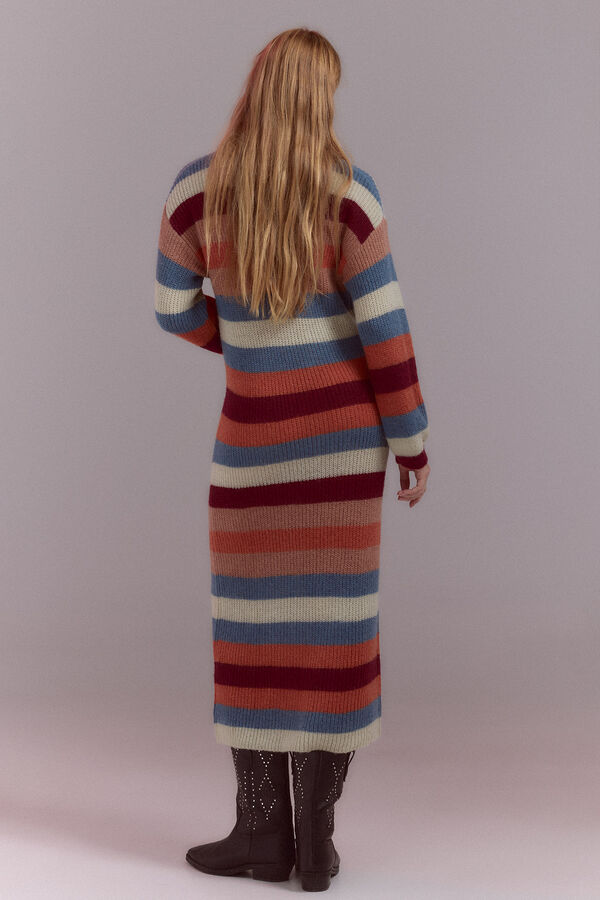 Slowlove Vestido punto rayas Granate