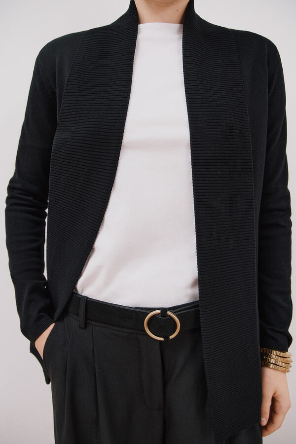 Cortefiel Chaqueta cuello chal Negro