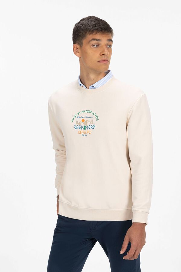 elPulpo Sweatshirt bordado para amantes da natureza  Ecru