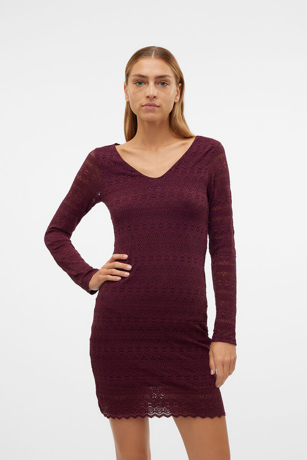 Vero Moda Vestido curto de manga comprida  Roxo