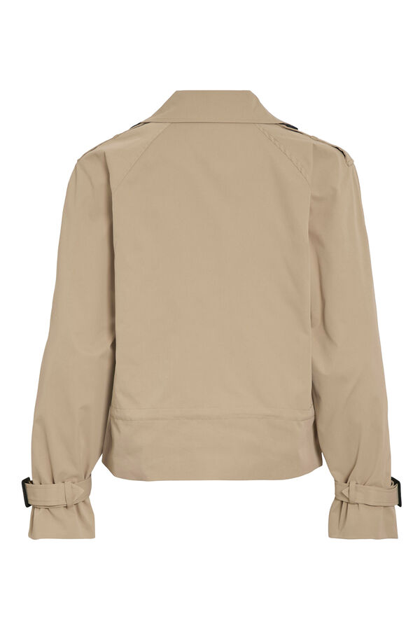 Vila Trench coat curto com bot&otilde;es Castanho