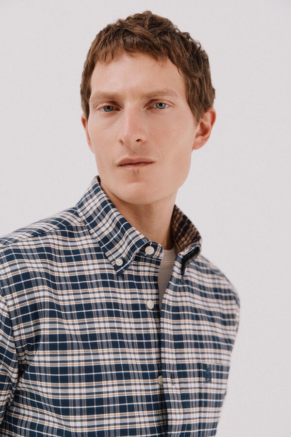 Cortefiel Camisa oxford xadrez Azul