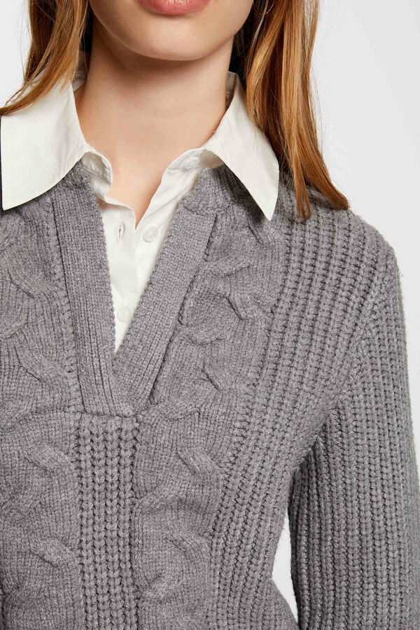 Morgan Jersey cuello tipo camisa Kaki