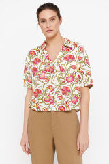 Cortefiel Camisa rustica escote pico Multicolor