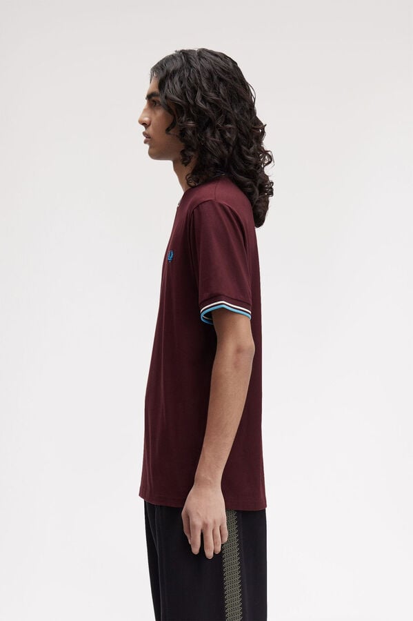 Fred Perry Camiseta de hombre de manga corta Granate