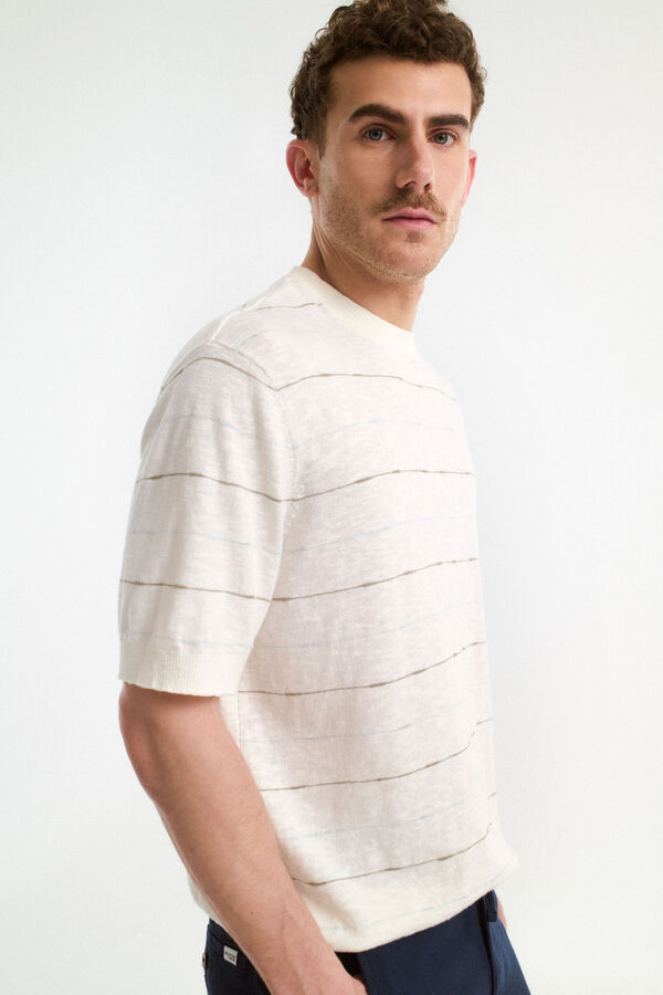 Selected Camiseta de manga curta de linho Branco