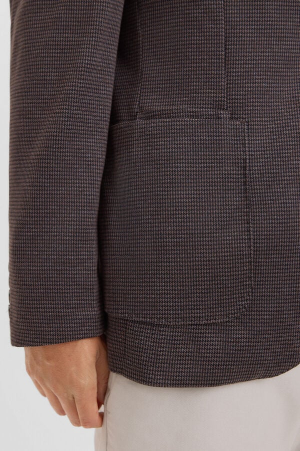 Cortefiel Blazer de malha com debruns remov&iacute;veis Castanho