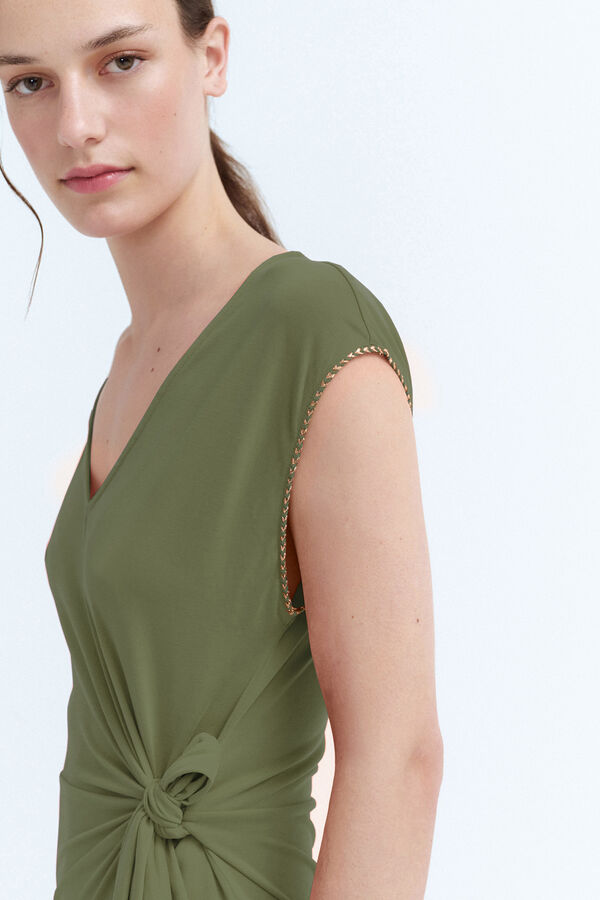 Vila Vestido midi com modal Verde