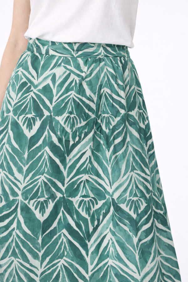 Vila Falda midi estampada con viscosa Estampado verde