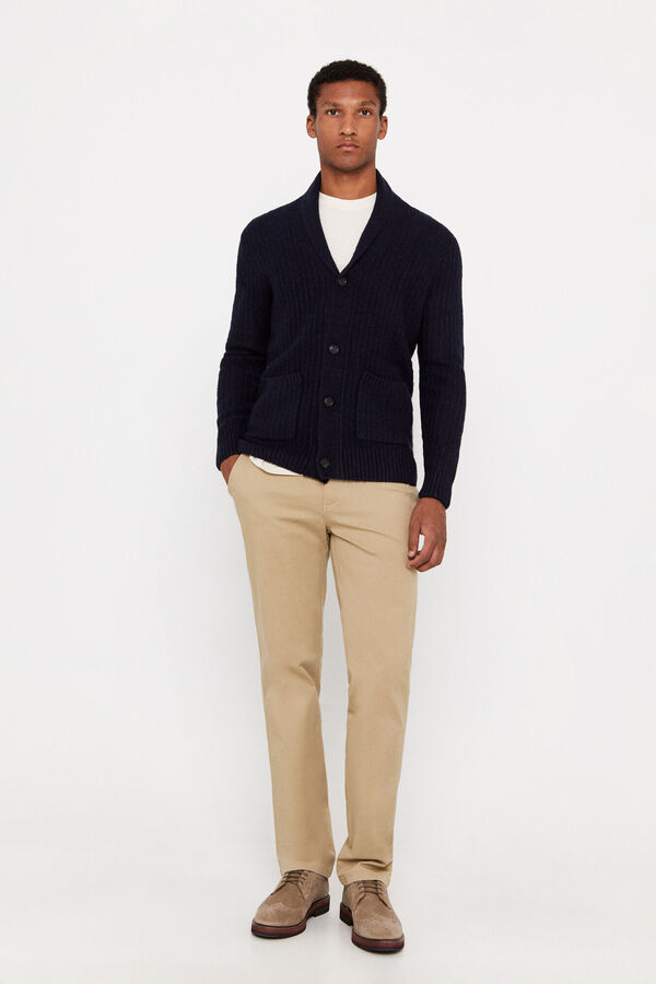 Cortefiel Cardigan con lana estructura cierre botones Azul marino