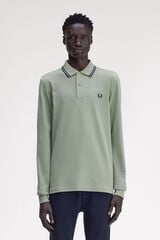 Fred Perry Polo piqu&eacute; de manga comprida masculina Verde