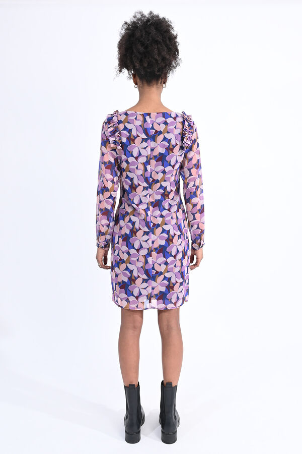 Molly Bracken Vestido curto de manga comprida com estampado Roxo