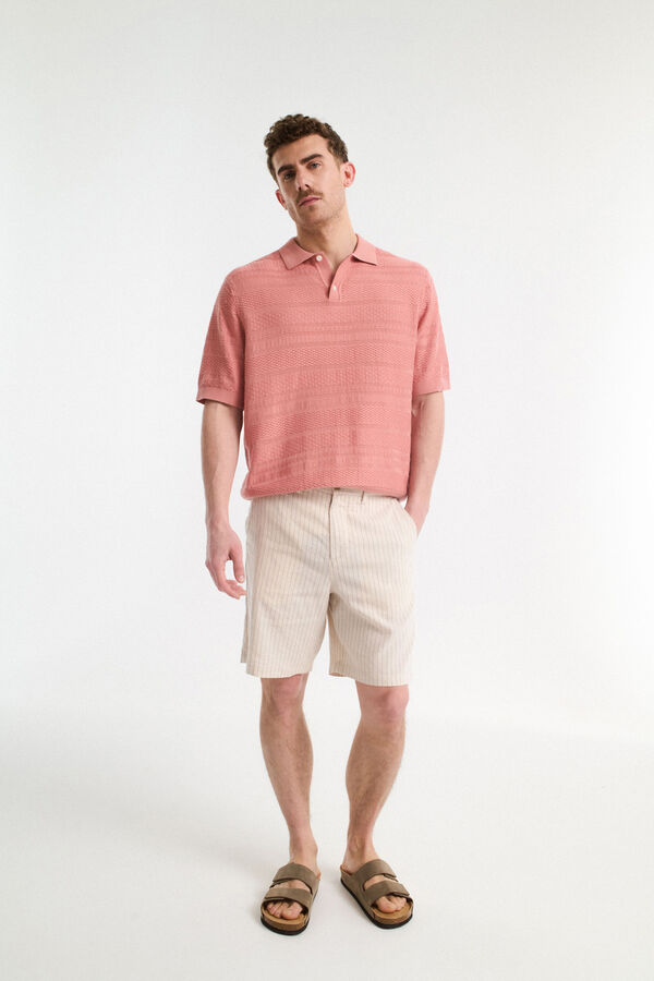 Selected Shorts calças chino estruturados de linho Cinzento