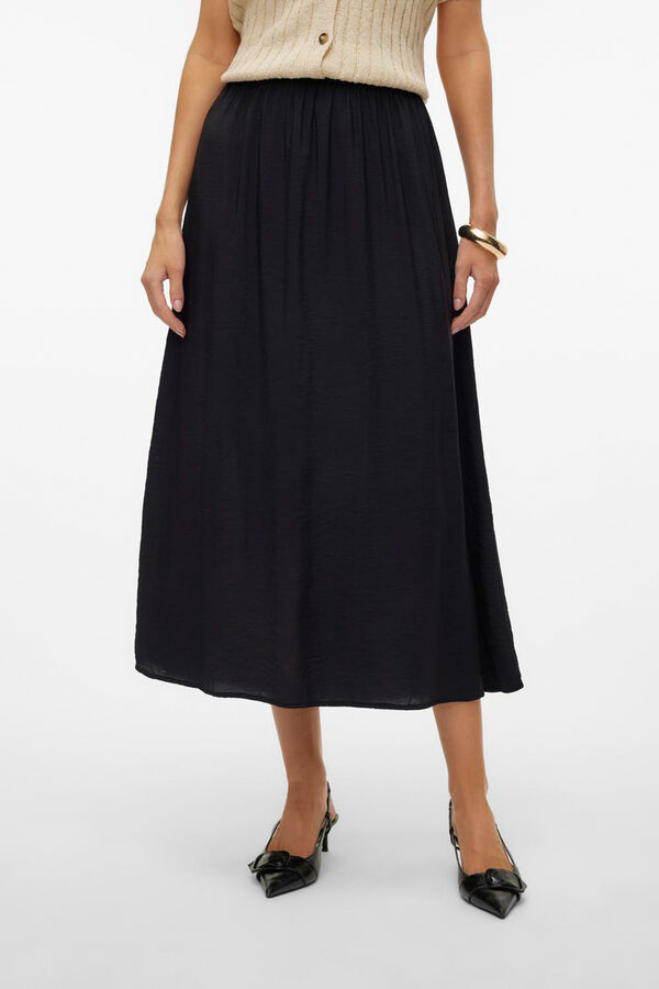 Vero Moda Falda midi flu&iacute;da Negro