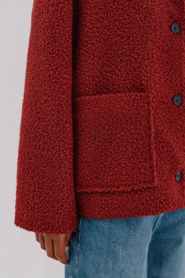 Cortefiel Cazadora corta tejido suave Vino