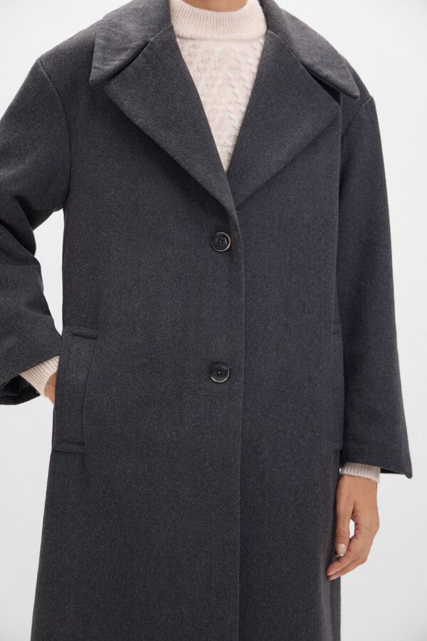 Cortefiel Abrigo largo pa&ntilde;o Gris oscuro